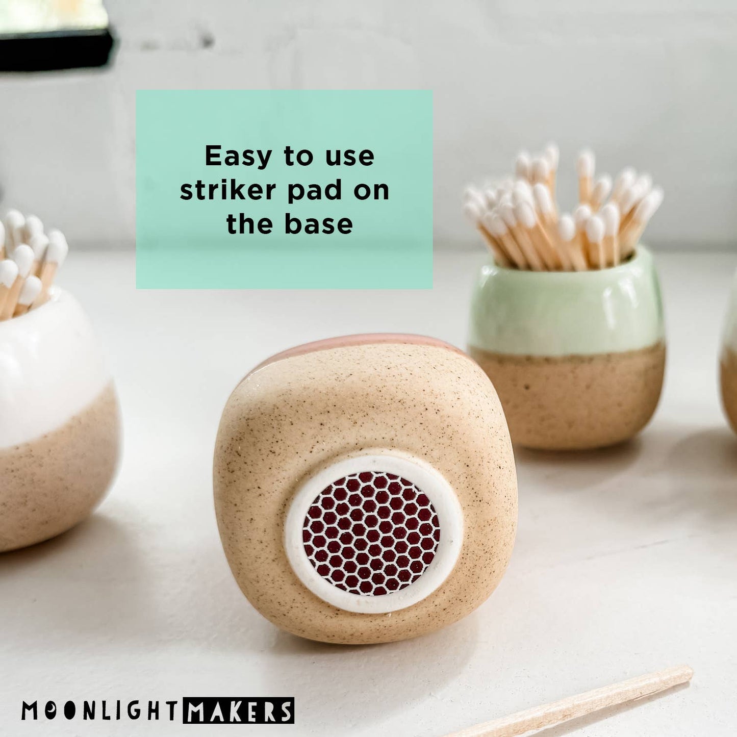 Ceramic Match Holders - With Matches - 2 Colors (Yellow or Green)