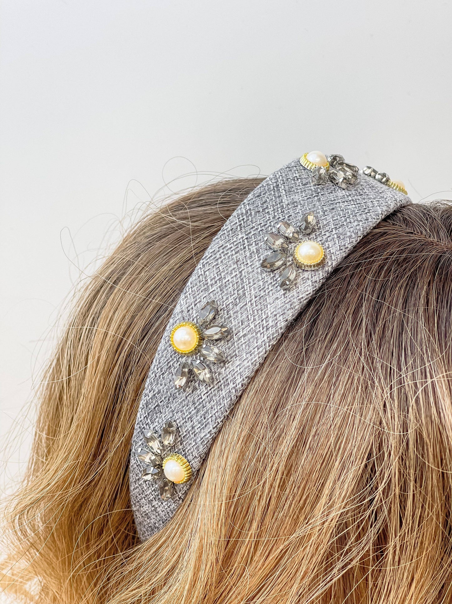 Pearl Flower Headband: Dark Gray