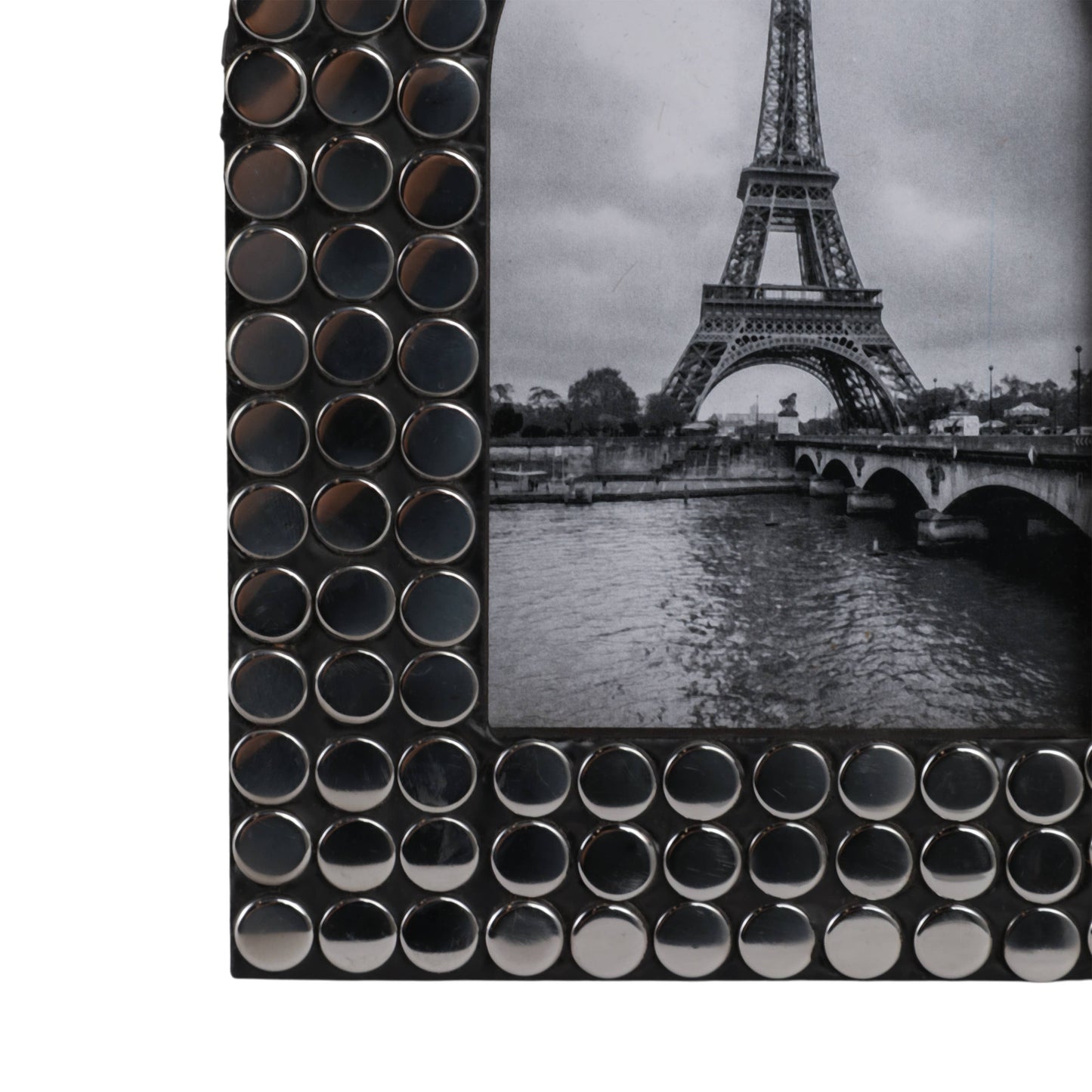 Silver Metallic Black Metal Studded Arch Photo Frame 4x 6 in.