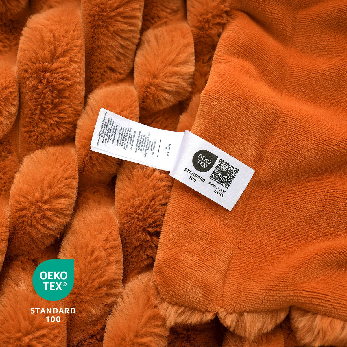 Faux Fur Bubble Warm Plush Throw Blanket - Orange