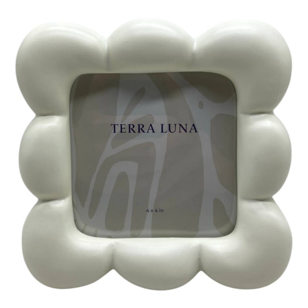 Puffy Squiggle Photo Frame Ivory 4x4 in.