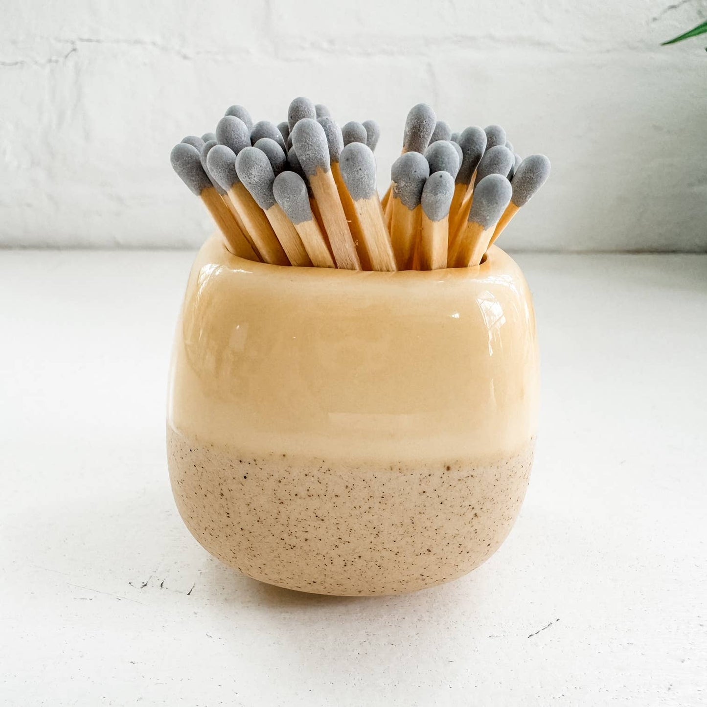 Ceramic Match Holders - With Matches - 2 Colors (Yellow or Green)