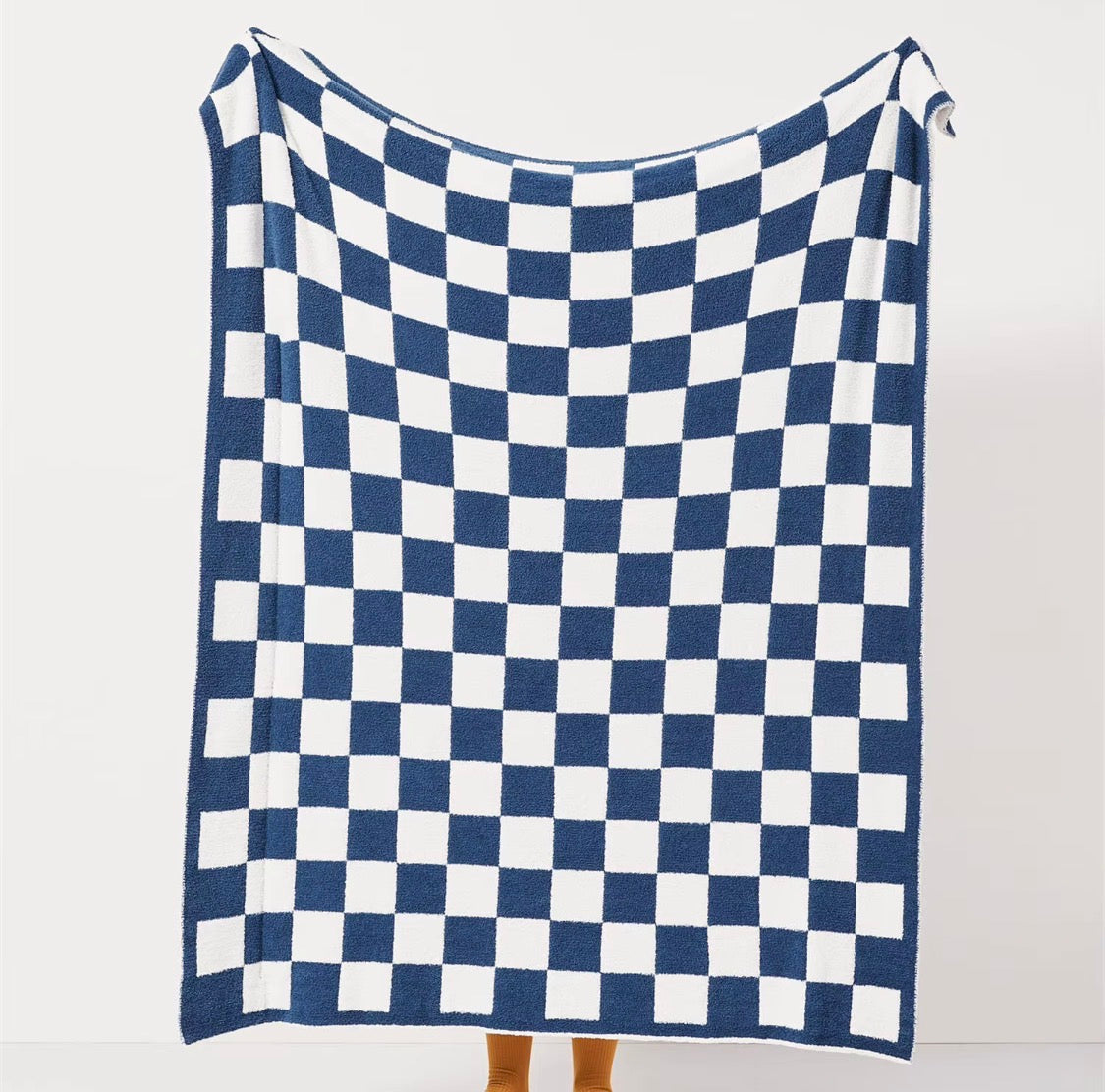 LUXE Checkered Throw Blanket - Sea Blue
