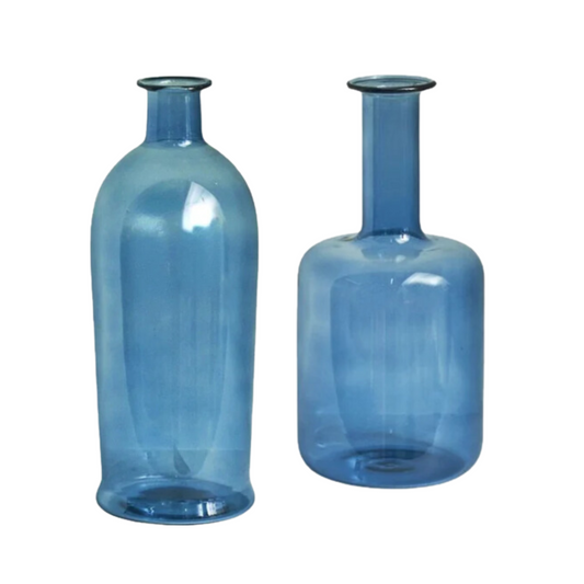 Ocean Blue Glass Vase - Available in 2 Size | Vintage Fresh