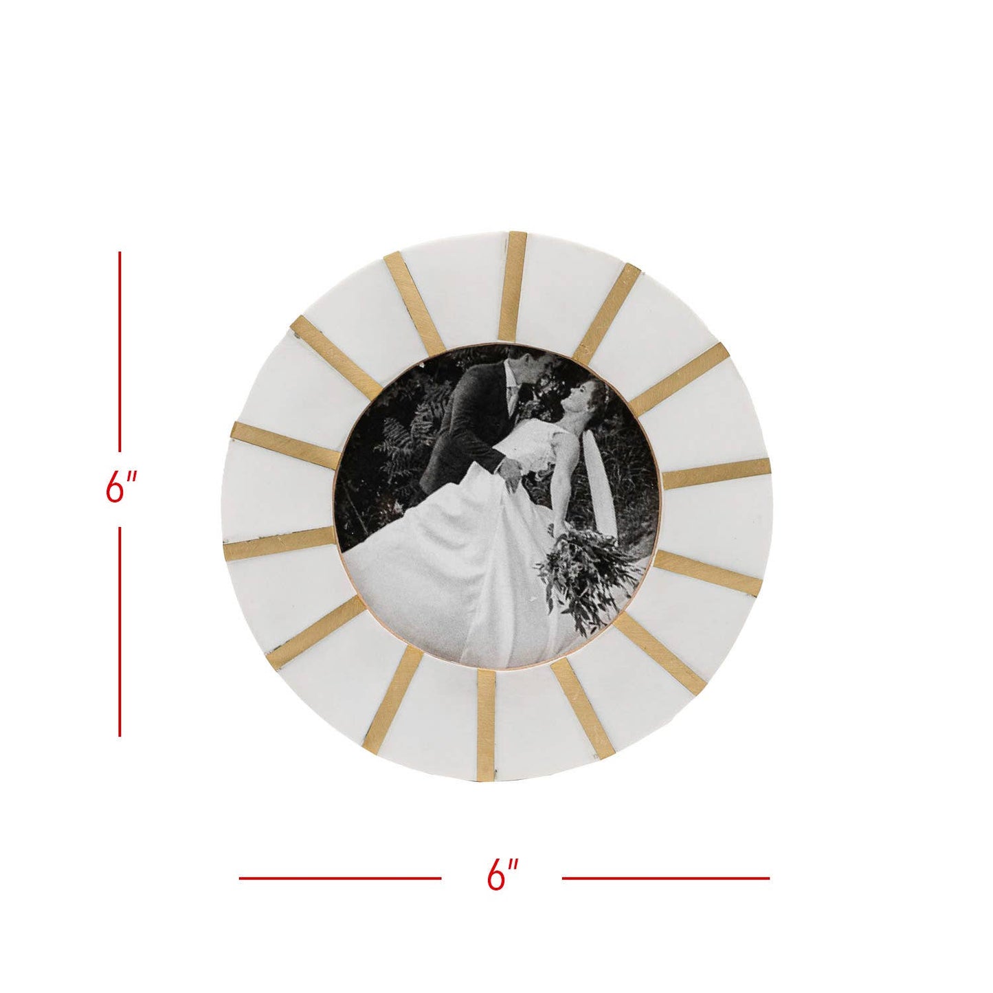 Ansel Round Picture Frame with Brass Inlay 4x4