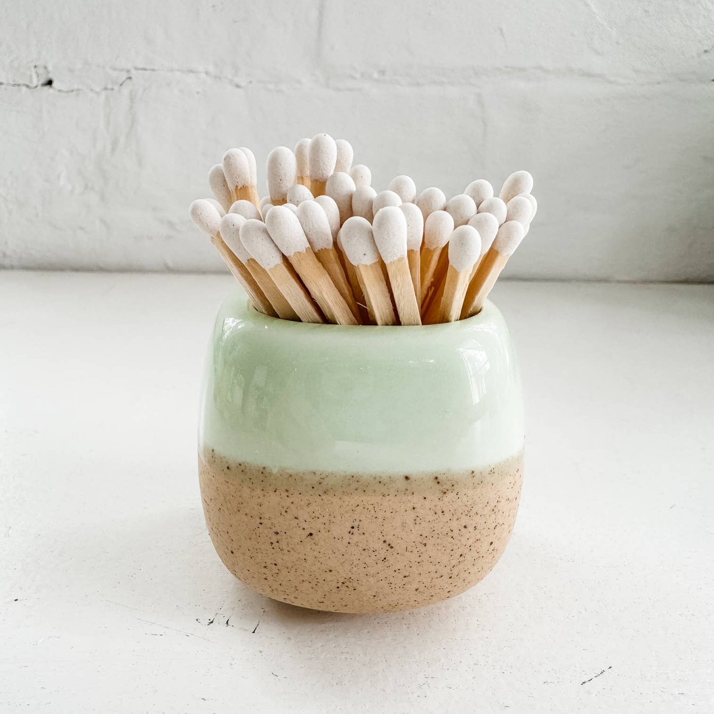 Ceramic Match Holders - With Matches - 2 Colors (Yellow or Green)