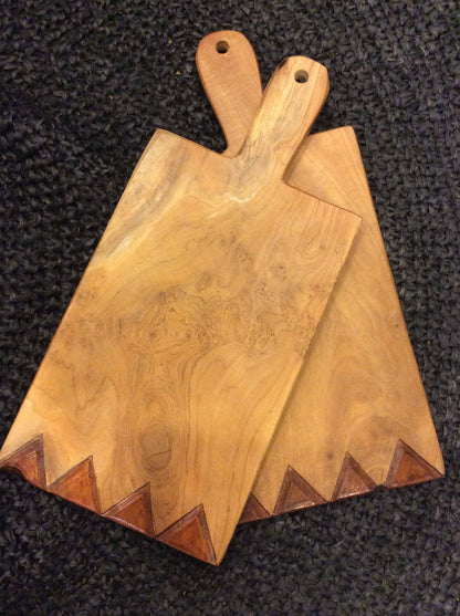 Wooden Cutting Board Rectangle w Triangles
