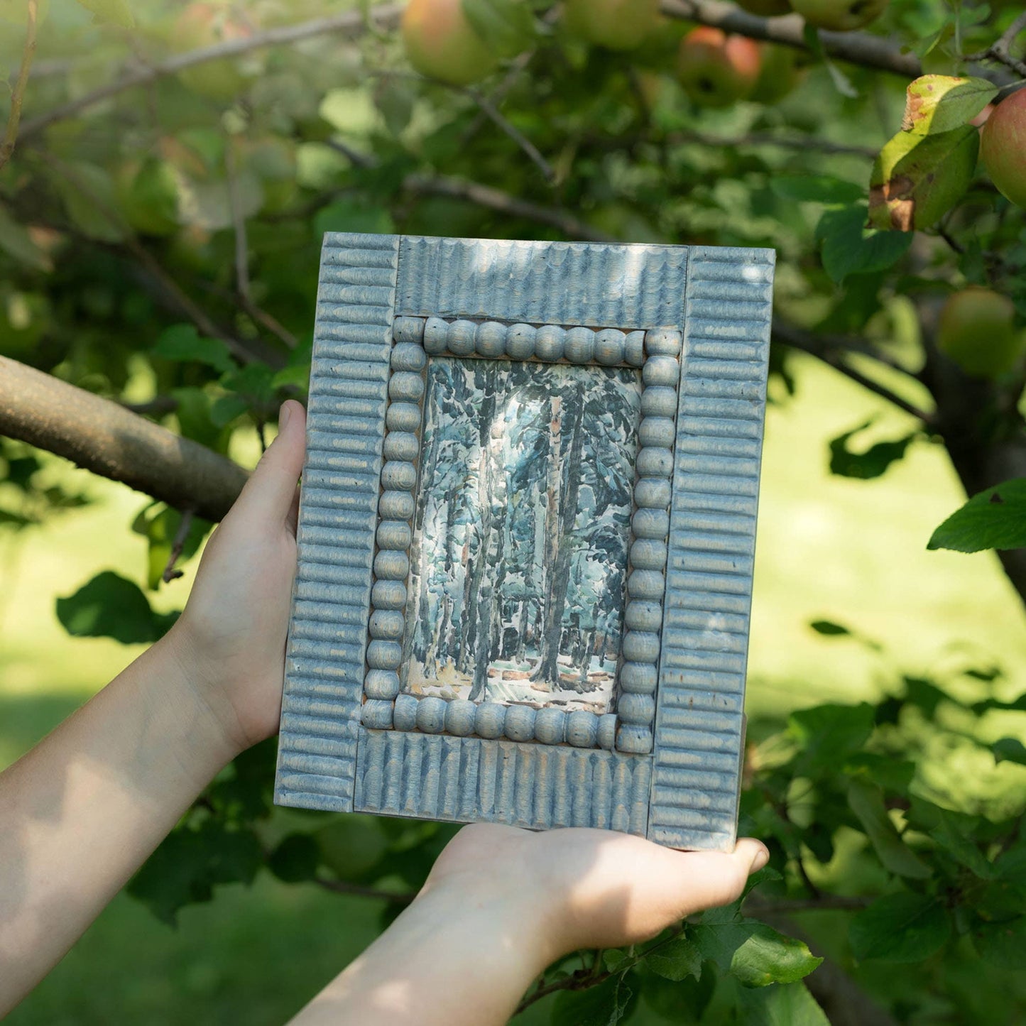 Charles Blue Wood Bead Picture Frame 4x6