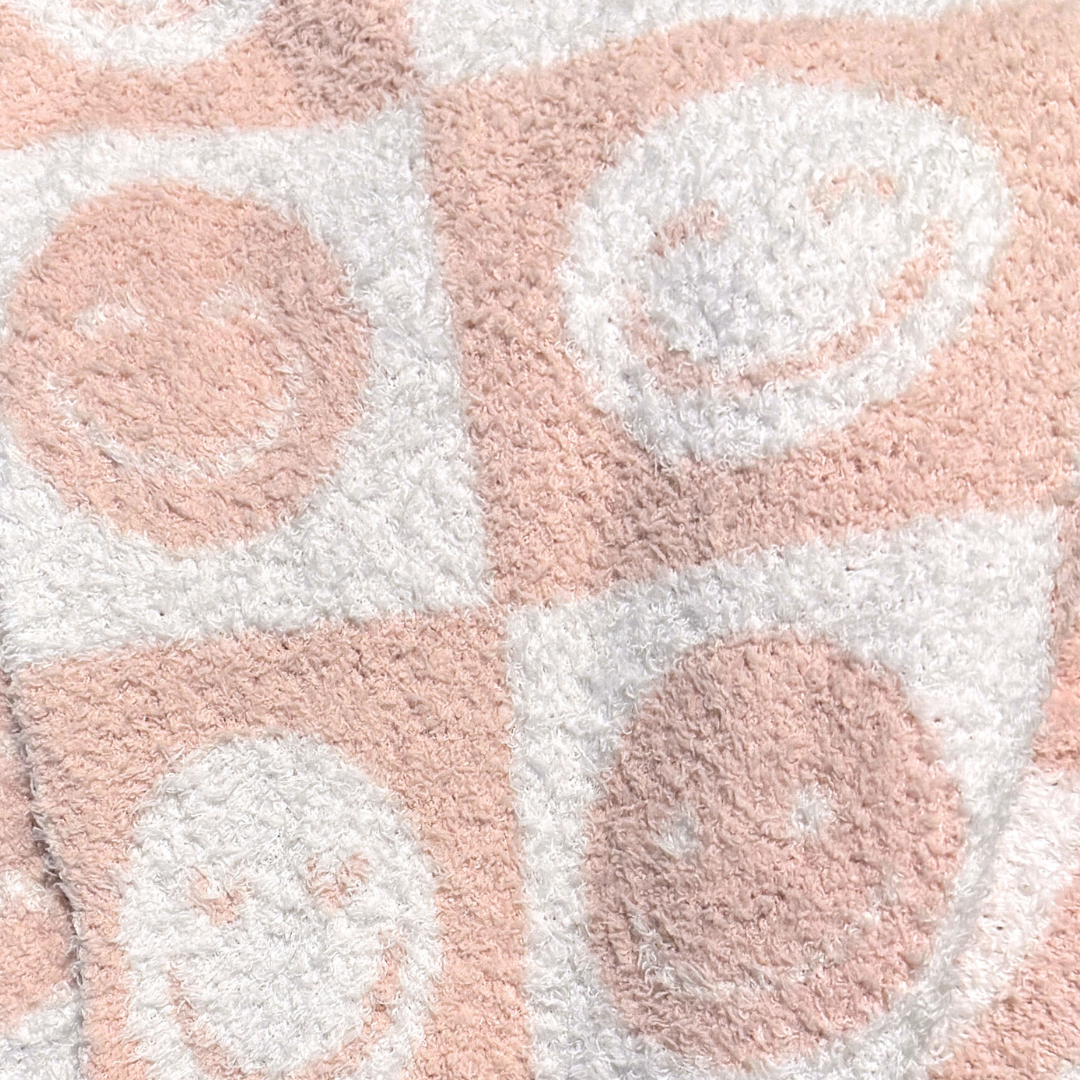 Luxe Blanket - Pink Smiley Checkered