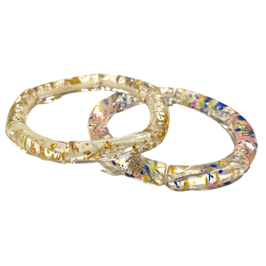 Double Confetti and Gold Bracelet Stack