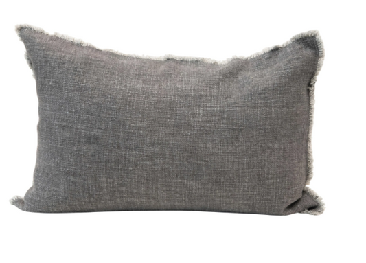 Linen Blend Lumbar Pillow, Gray