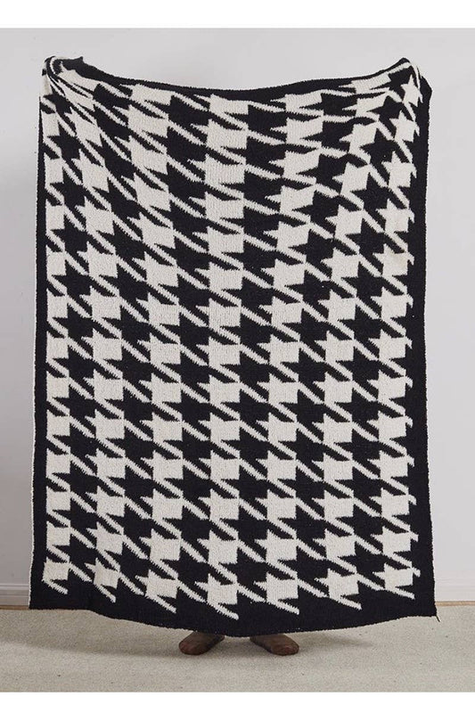 Luxe Black Herringbone Blanket