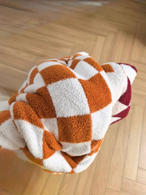 LUXE Blanket - Burnt Orange Checkered Throw (Preorder)