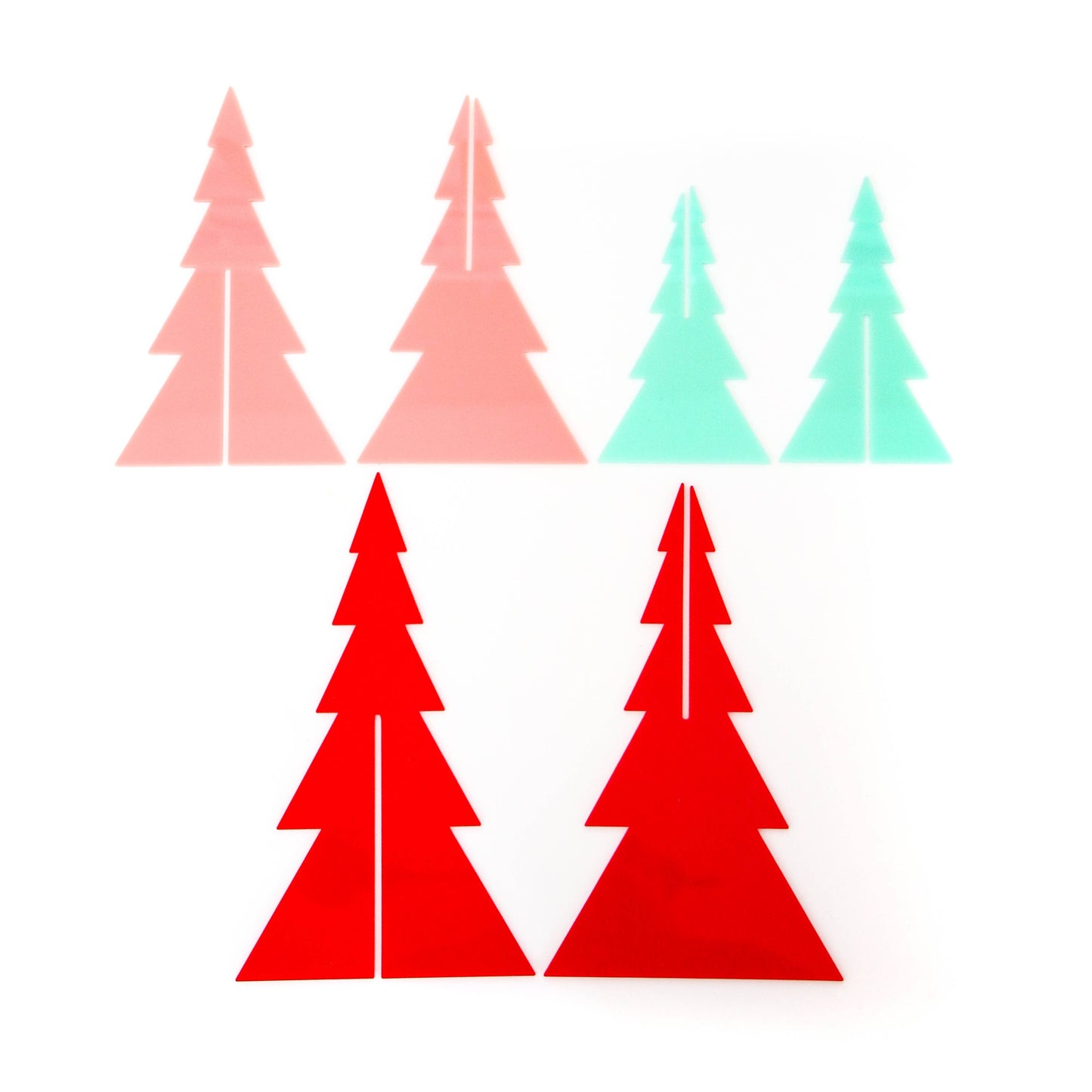 Red, Light Pink & Mint Acrylic Trees - Festive Holiday Decor | Vintage Fresh