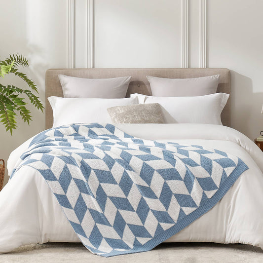 LUXE Chevron Throw Blanket Reversible  50x60"