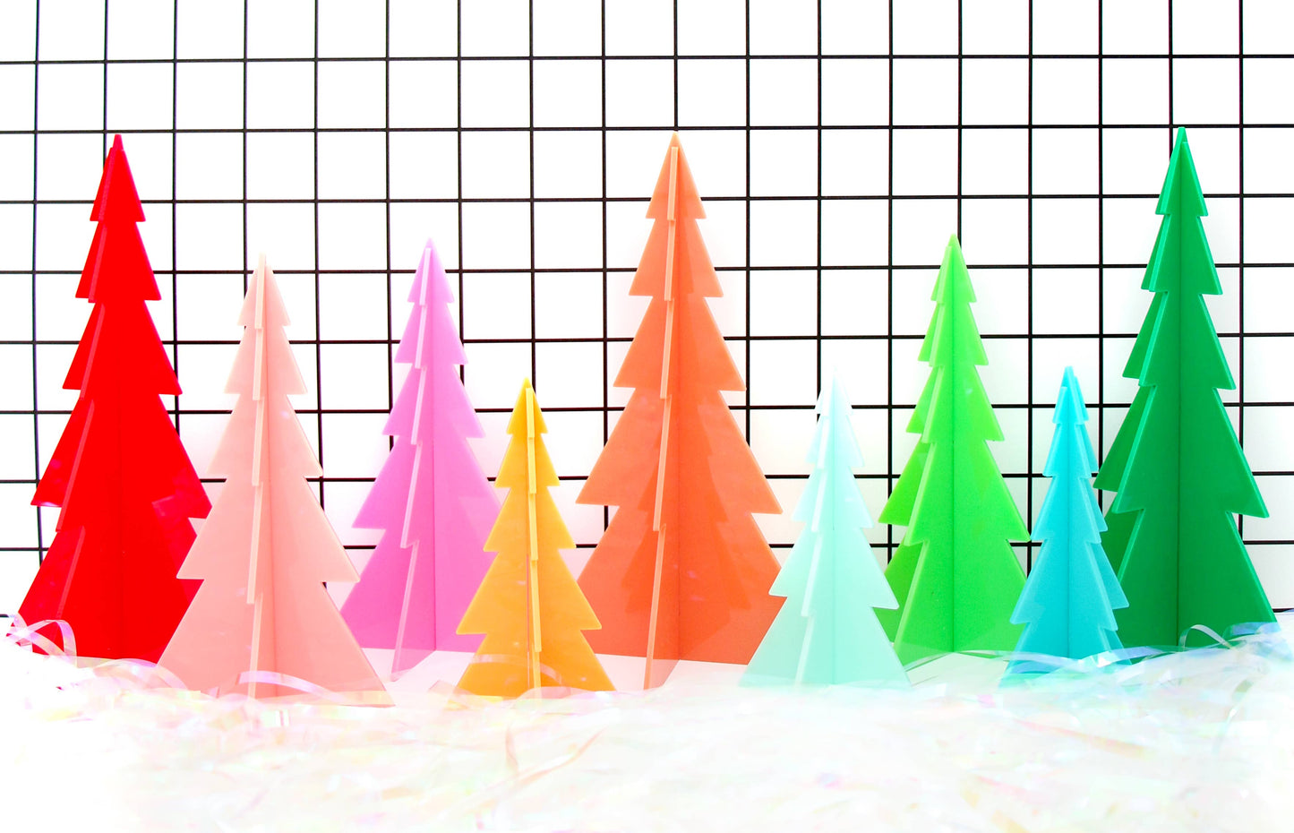 Red, Light Pink & Mint Acrylic Trees - Festive Holiday Decor | Vintage Fresh