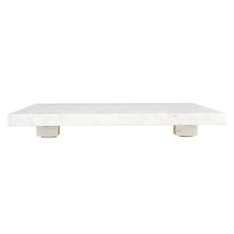 White Marble Footed Tray - 10" SQ