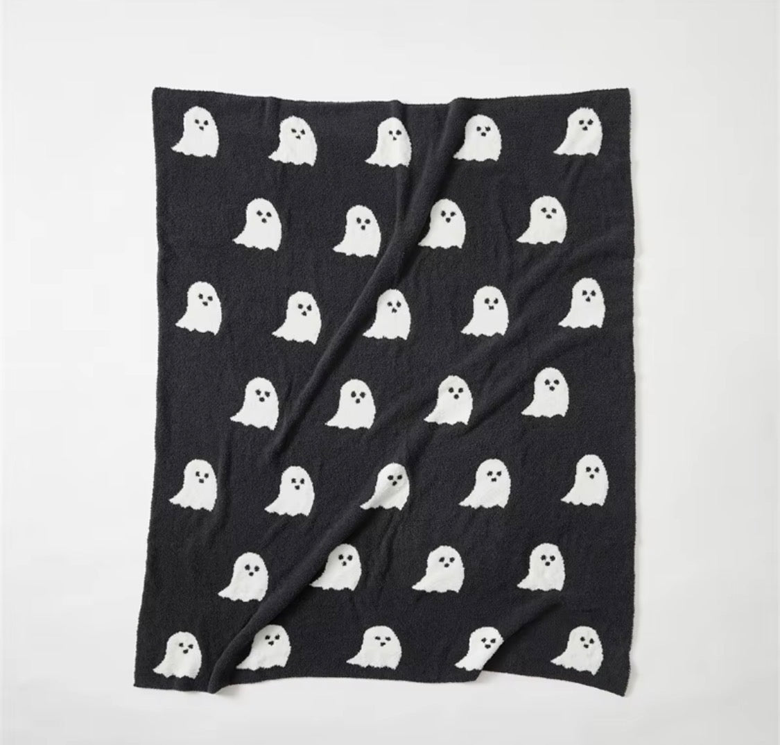 LUXE Ghost Blanket by Vintage Fresh | Black & White Halloween Throw Blanket (Preorder)