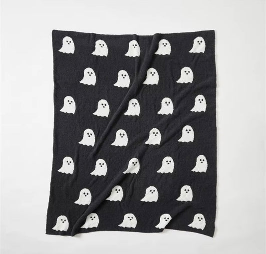 LUXE Ghost Blanket by Vintage Fresh | Black & White Halloween Throw Blanket (Preorder)
