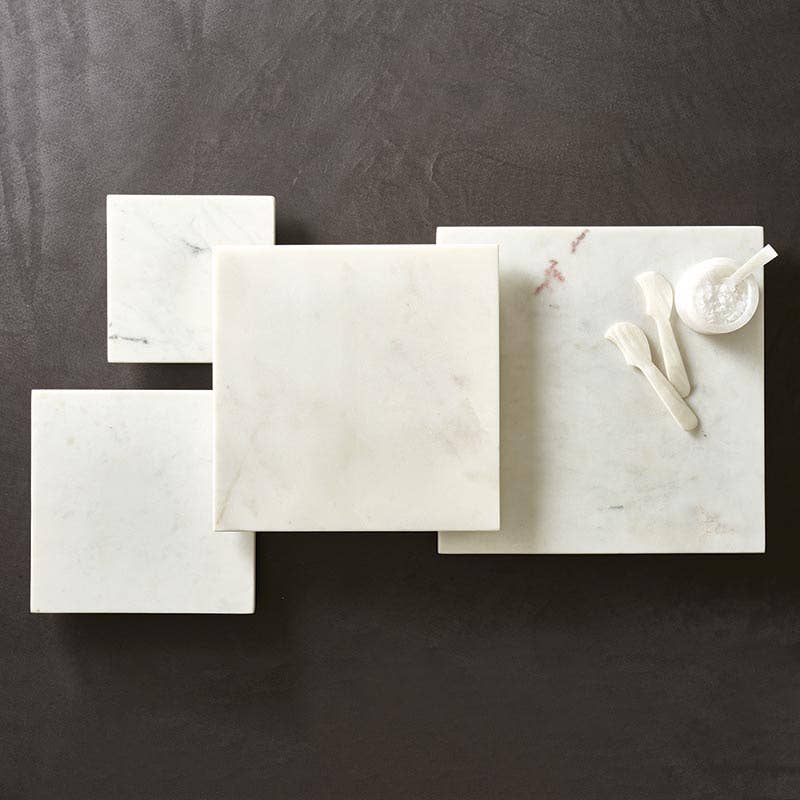 White Marble Footed Tray - 10" SQ