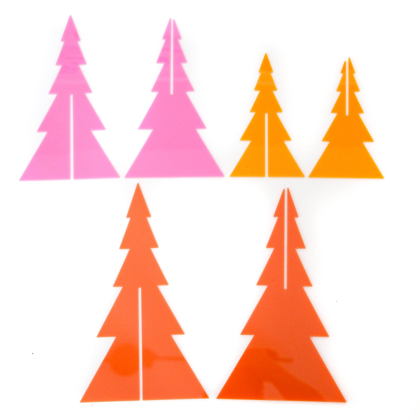 Festive Fun - Pink, Coral, Yellow Acrylic Tree Christmas Decor Set | Vintage Fresh