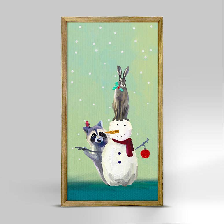 Holiday - Snowman Raccoon Rabbit Cathy Walters Canvas