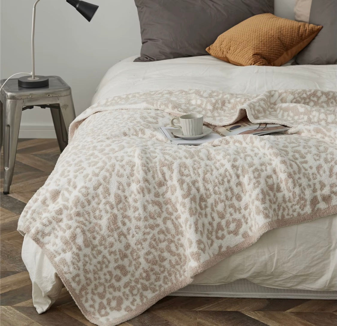 LUXE Beige Leopard Blanket | Ultra-Soft 50” x 60” Throw
 Blanket