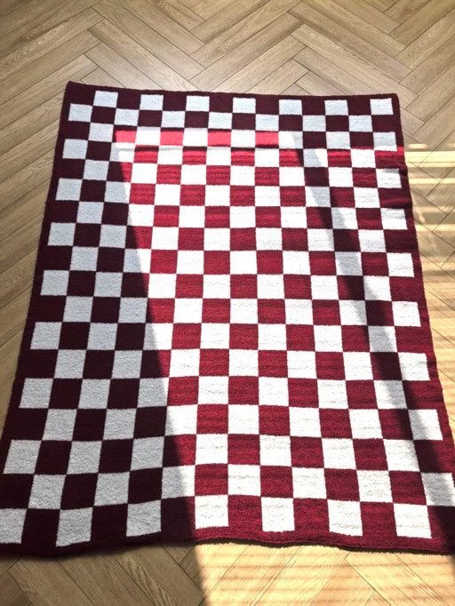 LUXE Blanket - Maroon Checkered Throw (Preorder)