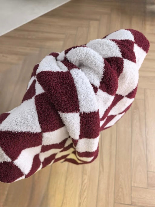 LUXE Blanket - Maroon Checkered Throw (Preorder)
