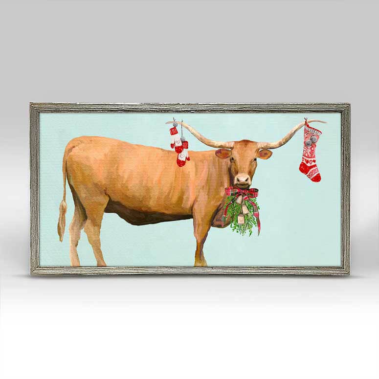 Holiday - Festive Longhorn Cathy Walters Embellished Canvas