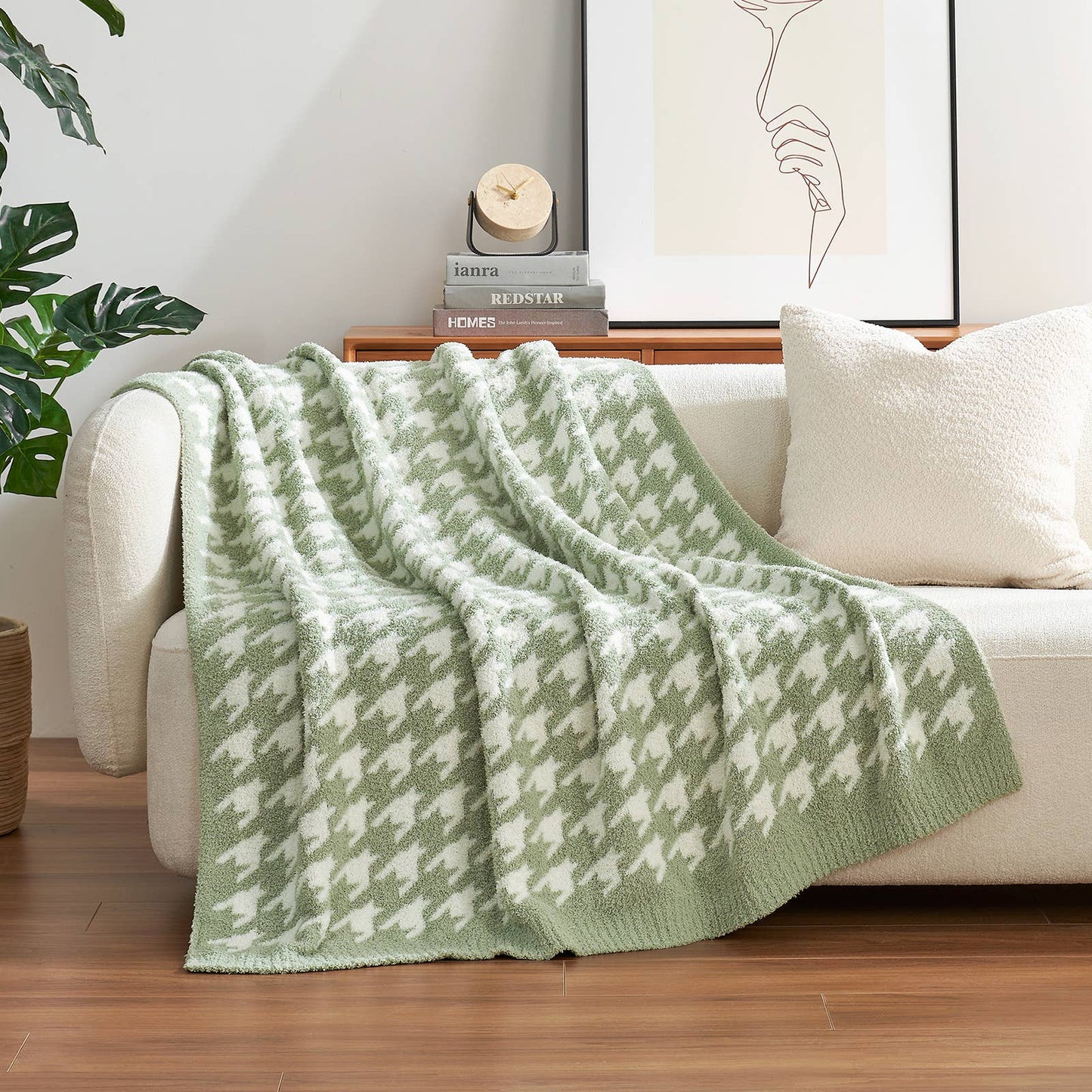 LUXE Houndstooth Throw Blanket Reversible Blanket 50x60"