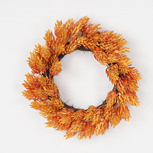 Orange Fall 12in Wreath-Mixed orange Hops