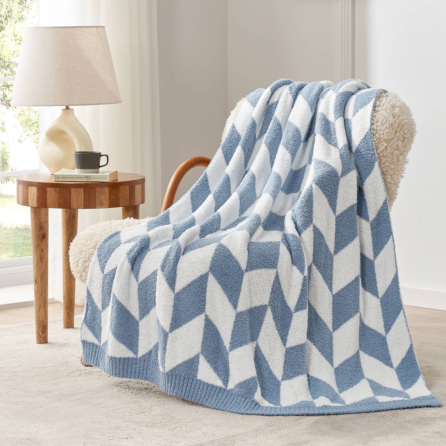 LUXE Chevron Throw Blanket Reversible  50x60"