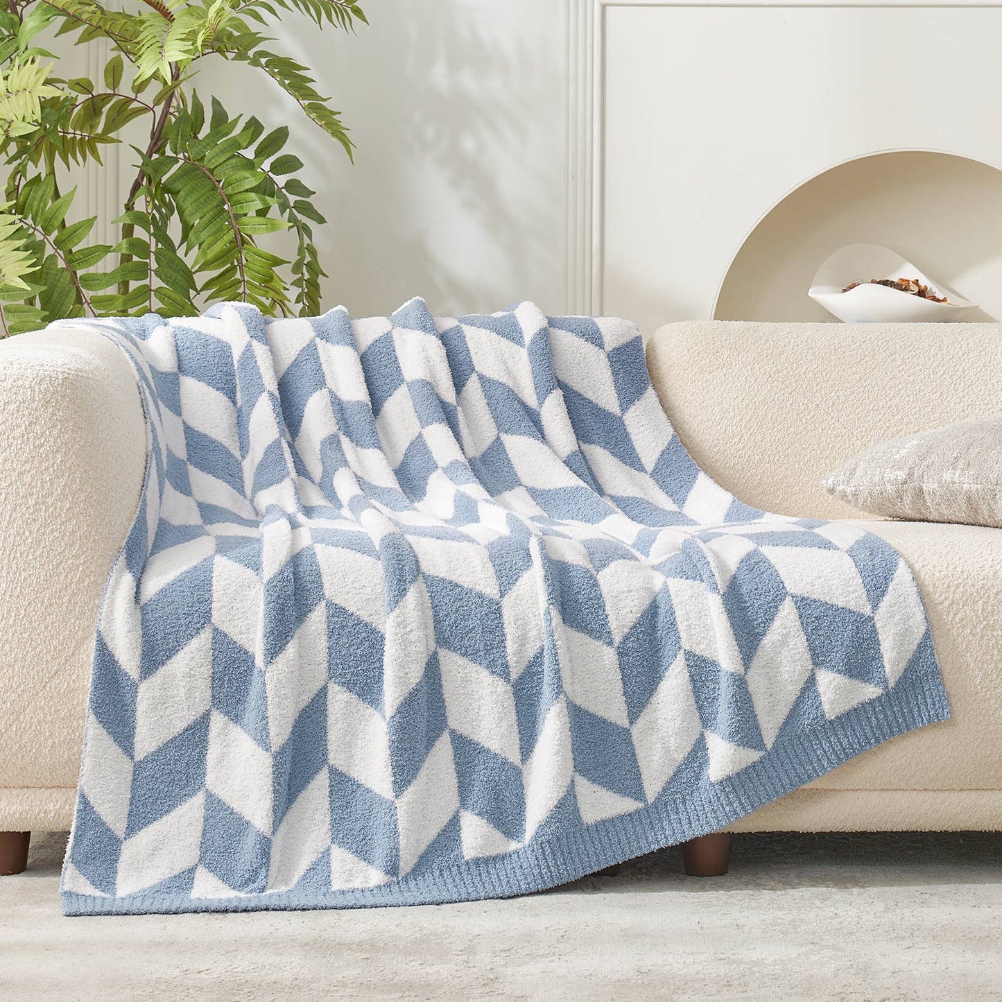 LUXE Chevron Throw Blanket Reversible  50x60"