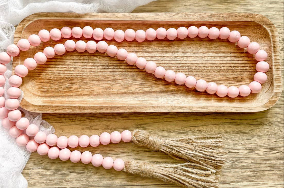 Eco-friendly Wood Bead Garland w/Tassels (5 Colors)