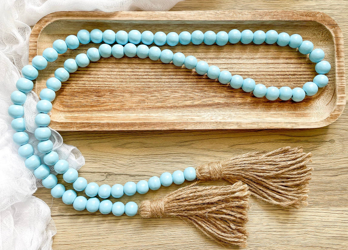 Eco-friendly Wood Bead Garland w/Tassels (5 Colors)