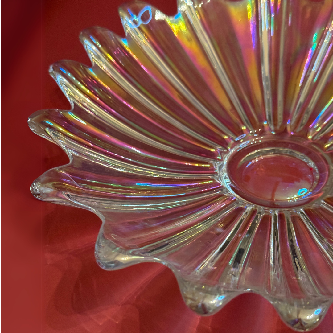 Starburst - Vintage Iridescent Carnival Glass Dish